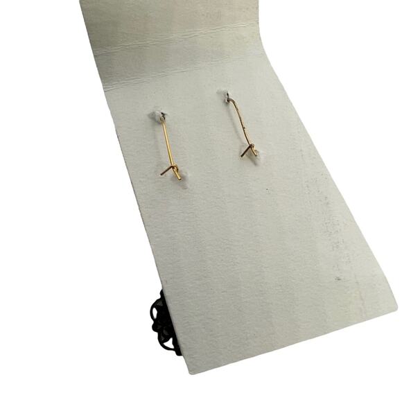 Vintage 90s Green Rhinestone Art Deco Earrings Bronze Filigree Dangle NWT - Picture 3 of 4